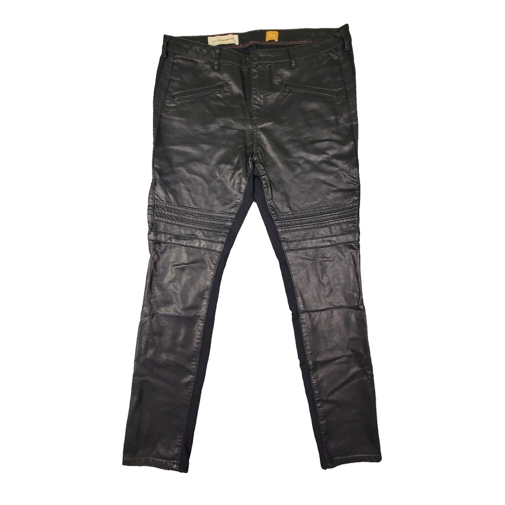 Pilcro  Womens Pants Faux Leather Moto Black Stretch Size 31‎